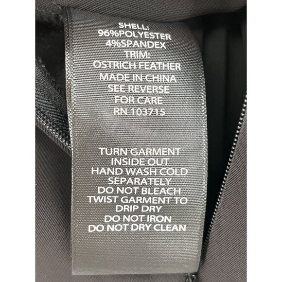 Nicole Miller Black Ostrich Feather Trim Jumpsuit Size 12 - Picture 13 of 14